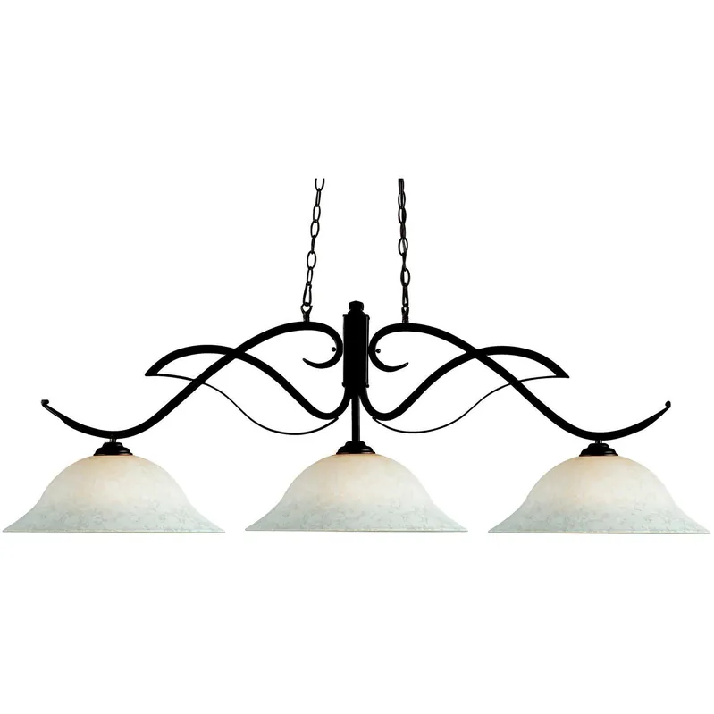Mega Sale Phoenix 3 Light 54 inch Bronze Billiard Ceiling Light in White Mottle Glass
