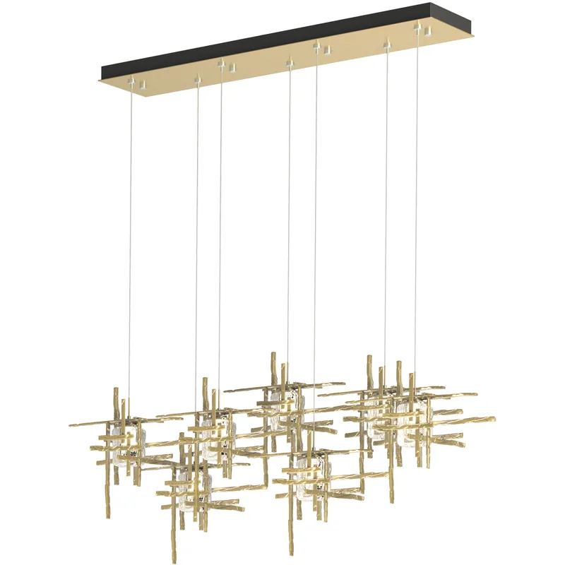 Tura 7 Light 53.6 inch Modern Brass Pendant Ceiling Light, Rectangular Exclusive