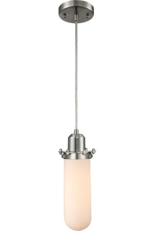 Austere Centri LED 5 inch Brushed Satin Nickel Mini Pendant Ceiling Light in Matte White Glass, Austere Seasonal Sale