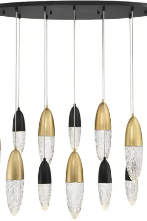 Bargain Ecrou Linear Chandelier Ceiling Light in Gold and Black
