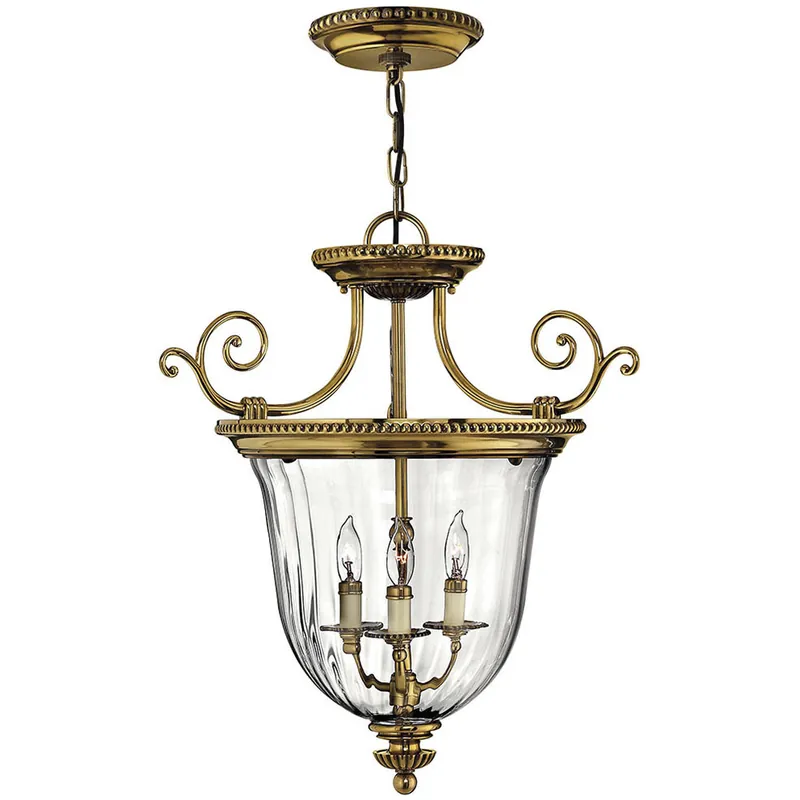 Express Delivery Cambridge 3 Light 21.25 inch Burnished Brass Indoor Foyer Pendant Ceiling Light, Convertible to Semi-Flush