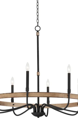 Brand New Franklin 8 Light 36 inch Driftwood/Black Chandelier Ceiling Light