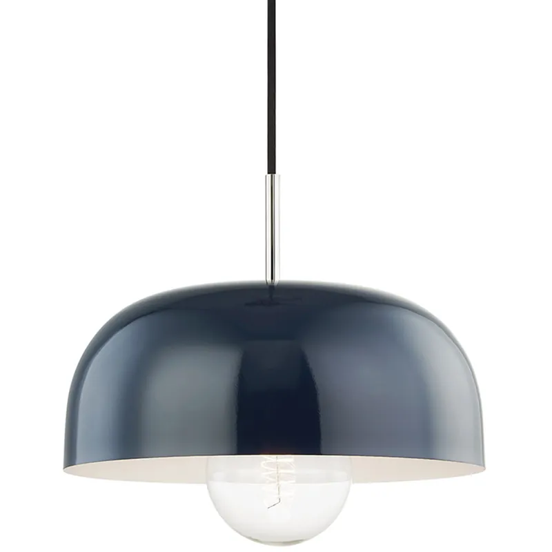 Original Avery 1 Light 14 inch Polished Nickel Pendant Ceiling Light in Navy Metal