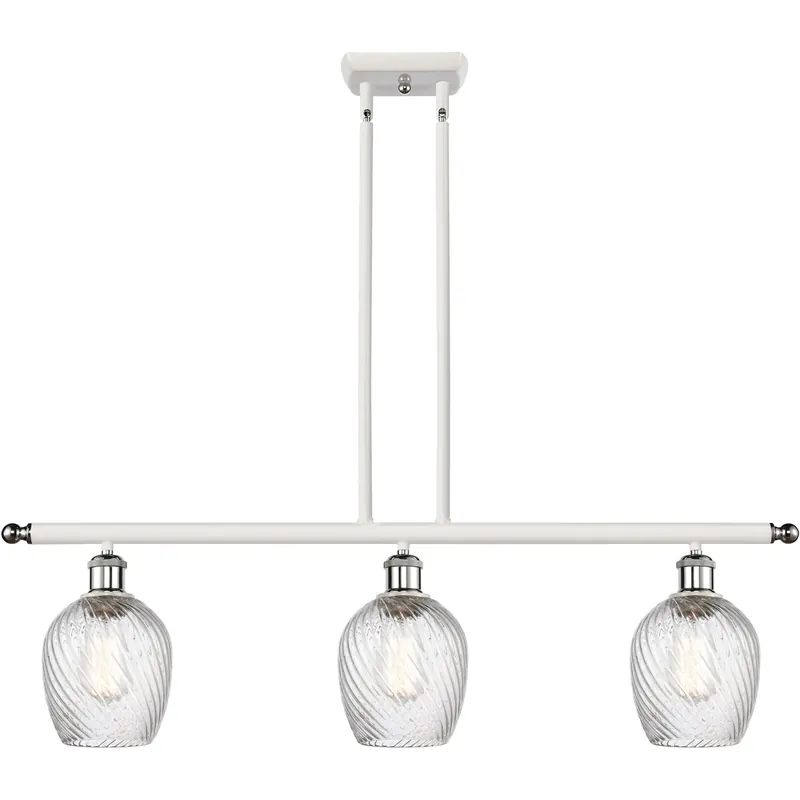 Ballston Salina 3 Light 36 inch White and Polished Chrome Island Light Ceiling Light, Ballston Weekend Sale
