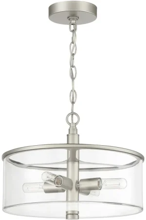 Best Seller Hailie 4 Light 14 inch Satin Nickel Convertible Semi Flush Ceiling Light