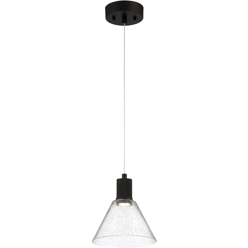 Direct From Manufacturer Port Nine LED 8 inch Matte Black Pendant Ceiling Light in Seeded