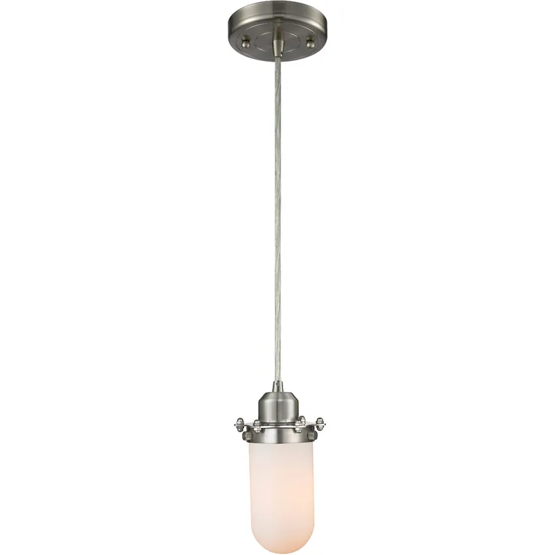 Austere Centri 1 Light 5 inch Brushed Satin Nickel Mini Pendant Ceiling Light in Incandescent, Matte White Glass, Austere Mega Sale