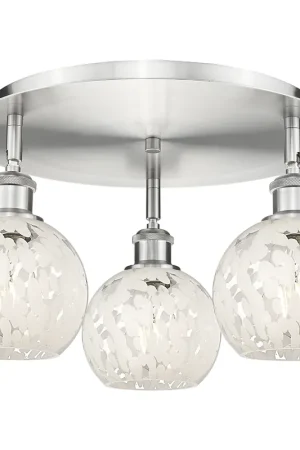 Ballston White Mouchette 3 Light 17.75 inch Satin Nickel Flush Mount Ceiling Light High Quality