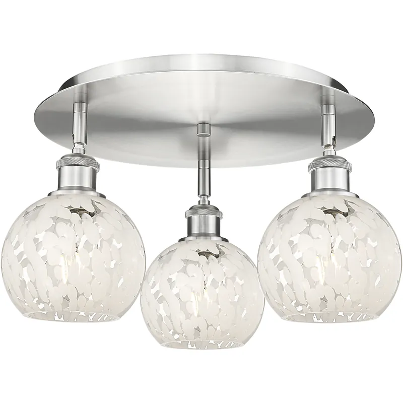 Ballston White Mouchette 3 Light 17.75 inch Satin Nickel Flush Mount Ceiling Light High Quality