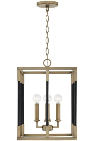 Bleeker 4 Light 13 inch Aged Brass and Black Foyer Ceiling Light Limited Offer