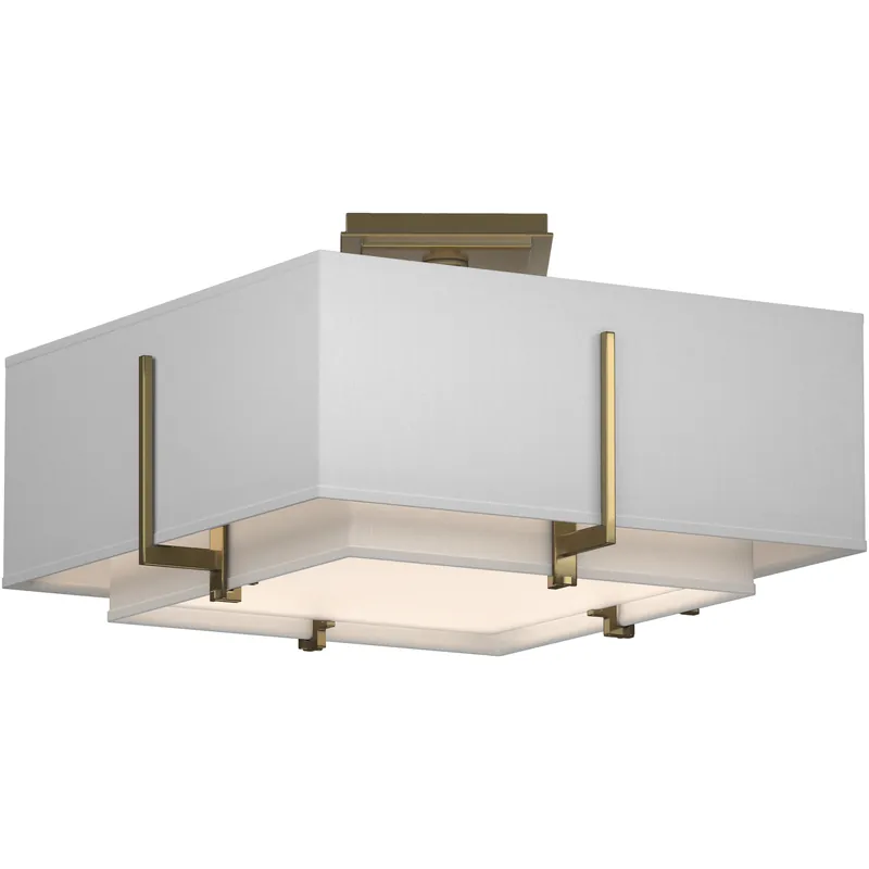 Exos 2 Light 16.6 inch Modern Brass Semi-Flush Ceiling Light in Natural Anna, Small One Day Deal