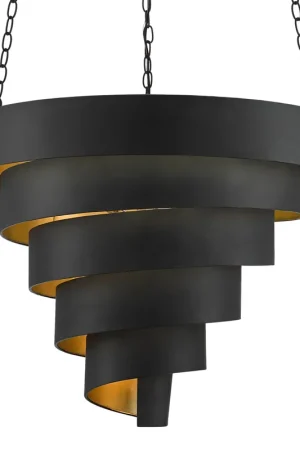 Chiffonade 7 Light 30 inch Antique Black/Contemporary Gold Leaf Pendant Ceiling Light, Large Limited Offer