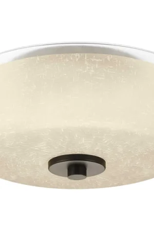 Cheap Alexa 2 Light 12 inch Antique Bronze Flush Mount Ceiling Light in Etched Umber Linen with Clear Top
