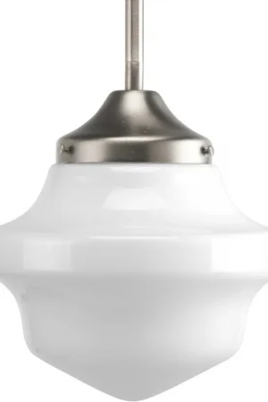 Authentic School House 1 Light 8 inch Brushed Nickel Mini-Pendant Ceiling Light