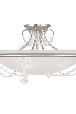 Chesterfield/Pennington 3 Light 20 inch Brushed Nickel Semi-Flush Mount Ceiling Light Worldwide Shipping