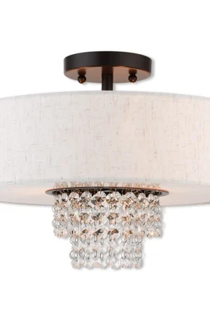 Carlisle 3 Light 15 inch English Bronze Semi-Flush Mount Ceiling Light High Quality
