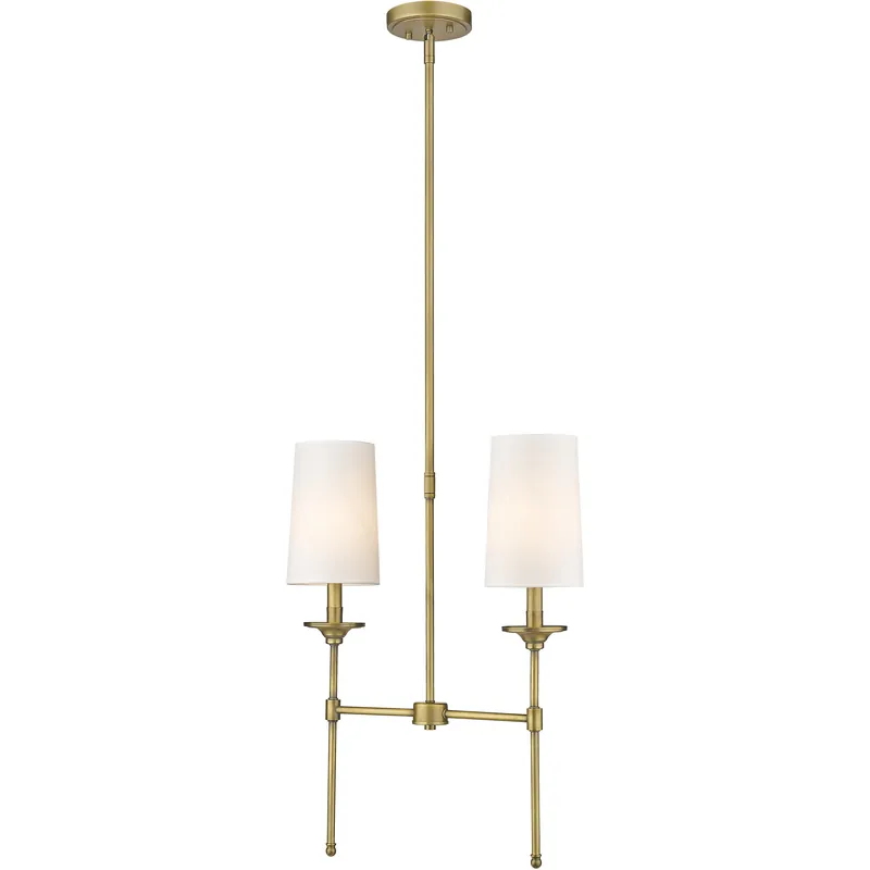 Free Returns Emily 2 Light 19 inch Rubbed Brass Linear Chandelier Ceiling Light