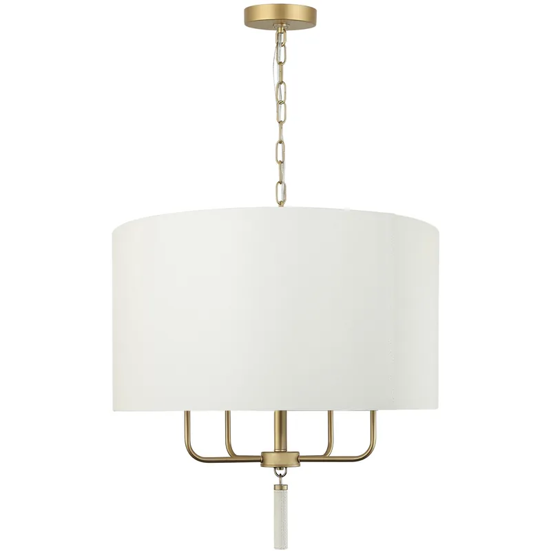 Secret Agent 4 Light 24 inch Painted Gold and White Leather Pendant Ceiling Light Clearance