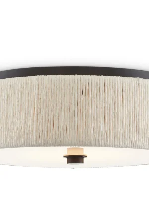 Bargain Tyrone 1 Light 14 inch Natural/Black Flush Mount Ceiling Light