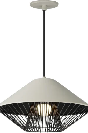 Authentic Phoenix LED 15.5 inch Gray with Black Single Pendant Ceiling Light in Gray and Black