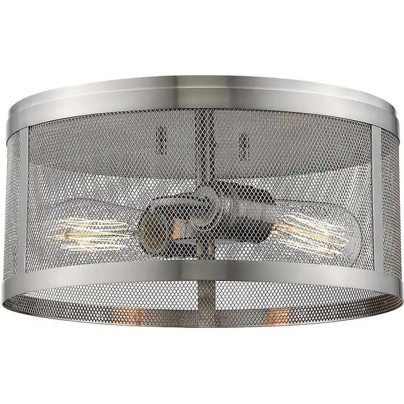 Luxury Meshsmith 2 Light 12.13 inch Brushed Nickel Flush Mount Ceiling Light in Brushed Nickel Steel