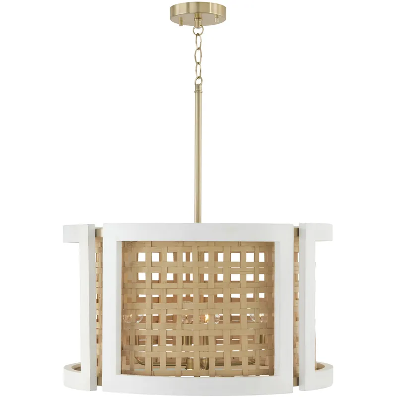 Lola 4 Light 24 inch Flat White and Matte Brass Pendant Ceiling Light Markdown
