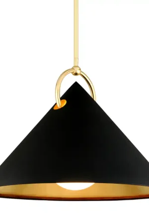 Charm 1 Light 38 inch Black and Gold Leaf Pendant Ceiling Light Trusted Brand