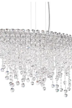 Chantant 6 Light 33 inch Polished Stainless Steel Linear Pendant Ceiling Light in Optic, Strand Direct From Factory
