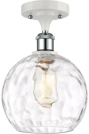 Ballston Athens Water Glass 1 Light 8 inch White and Polished Chrome Semi-Flush Mount Ceiling Light Special Offer