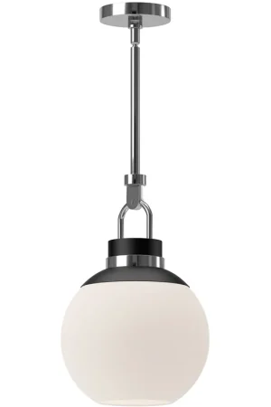 Alora Mood Copperfield Pendant Ceiling Light in Chrome, Matte Opal Glass Viral