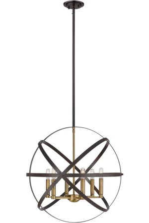Cavallo 6 Light 24 inch Hammered Bronze and Olde Brass Chandelier Ceiling Light Grab Now
