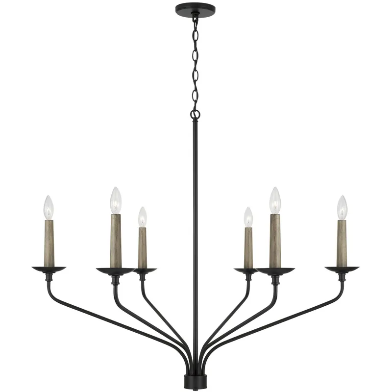Final Sale Wilder 6 Light 41 inch Matte Black Chandelier Ceiling Light