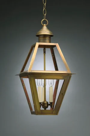 Boston 3 Light 12 inch Dark Antique Brass Hanging Lantern Ceiling Light in Frosted Glass Limited Offer