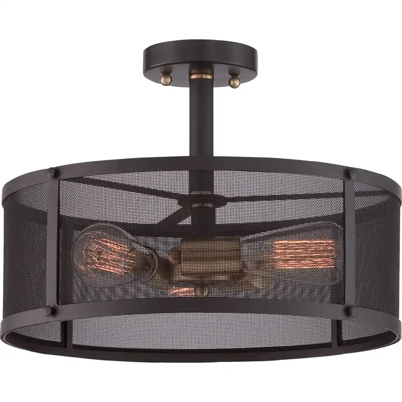Union Station 3 Light 16 inch Western Bronze Semi-Flush Mount Ceiling Light Fan Favorite