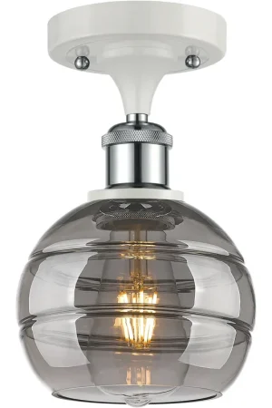 Ballston Rochester 1 Light 5.88 inch White Polished Chrome Semi-Flush Mount Ceiling Light Get Yours