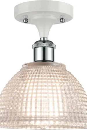 Ballston Arietta 1 Light 8 inch White and Polished Chrome Semi-Flush Mount Ceiling Light, Ballston Fast Shipping