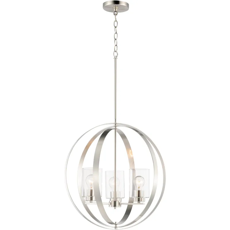 Sentinel 3 Light 21 inch Satin Nickel Single Pendant Ceiling Light Direct From Manufacturer