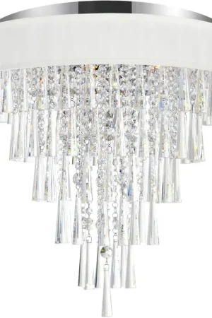 Clearance Franca 8 Light 22 inch Chrome Drum Shade Flush Mount Ceiling Light in Off White