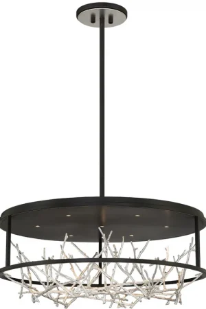 Authentic Aerie LED 30.5 inch Silver and Black Chandelier Ceiling Light