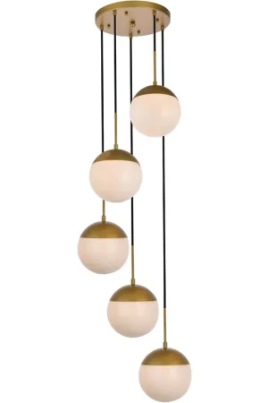 Big Sale Eclipse 5 Light 18 inch Brass Pendant Ceiling Light