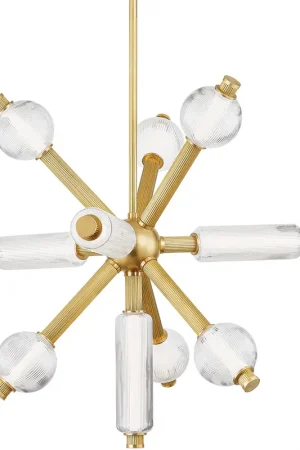 Atom LED 36 inch Vintage Brass Chandelier Ceiling Light Special Discount