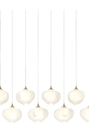 Best Choice Ume 10 Light 44.7 inch Modern Brass Pendant Ceiling Light in Frosted, Rectangular