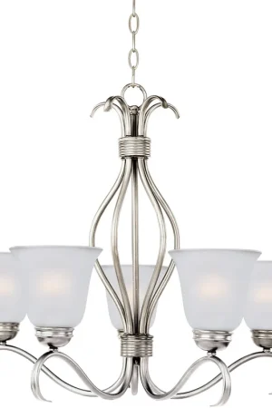 Basix 5 Light 26 inch Satin Nickel Single-Tier Chandelier Ceiling Light in Frosted Exclusive