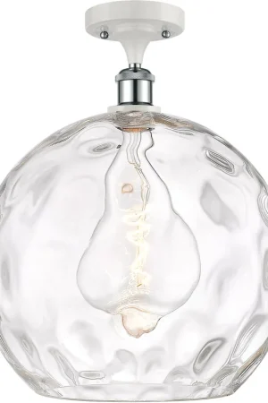 Ballston Athens Water Glass 1 Light 14 inch White and Polished Chrome Semi-Flush Mount Ceiling Light Direct From Manufacturer