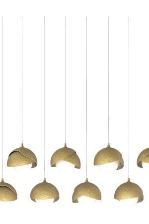 Clearance Brooklyn 10 Light 44.5 inch Modern Brass and Modern Brass Pendant Ceiling Light, Rectangular