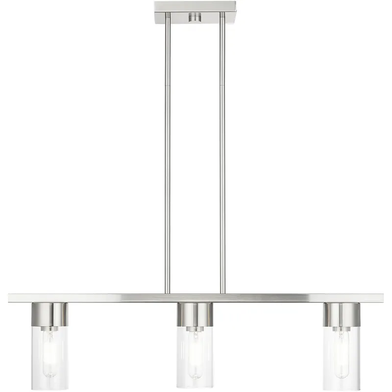 Fast Shipping Carson 3 Light 30 inch Brushed Nickel Linear Chandelier Ceiling Light