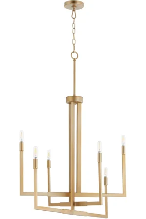 Bolero 6 Light 37 inch Aged Brass Chandelier Ceiling Light Crafted