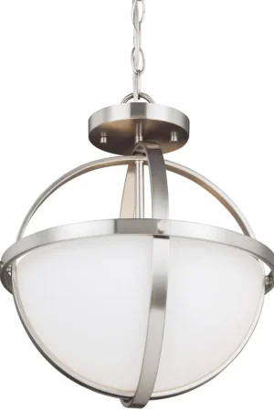 Alturas 2 Light 14 inch Brushed Nickel Convertible Semi-Flush Pendant Ceiling Light Last Chance