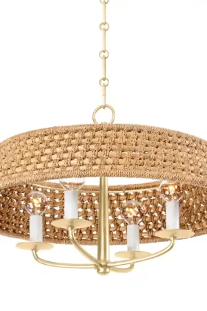 Bradley 4 Light 22 inch Vintage Gold Leaf Chandelier Ceiling Light Price Cut