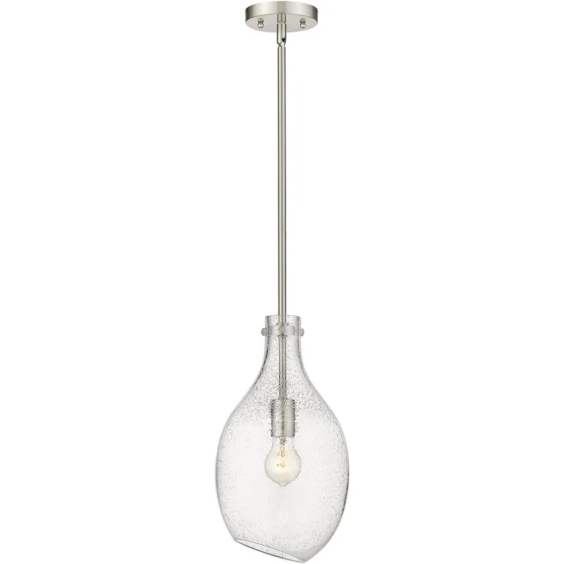 Salem 1 Light 9 inch Brushed Satin Nickel Mini Pendant Ceiling Light in Seedy Glass Discount